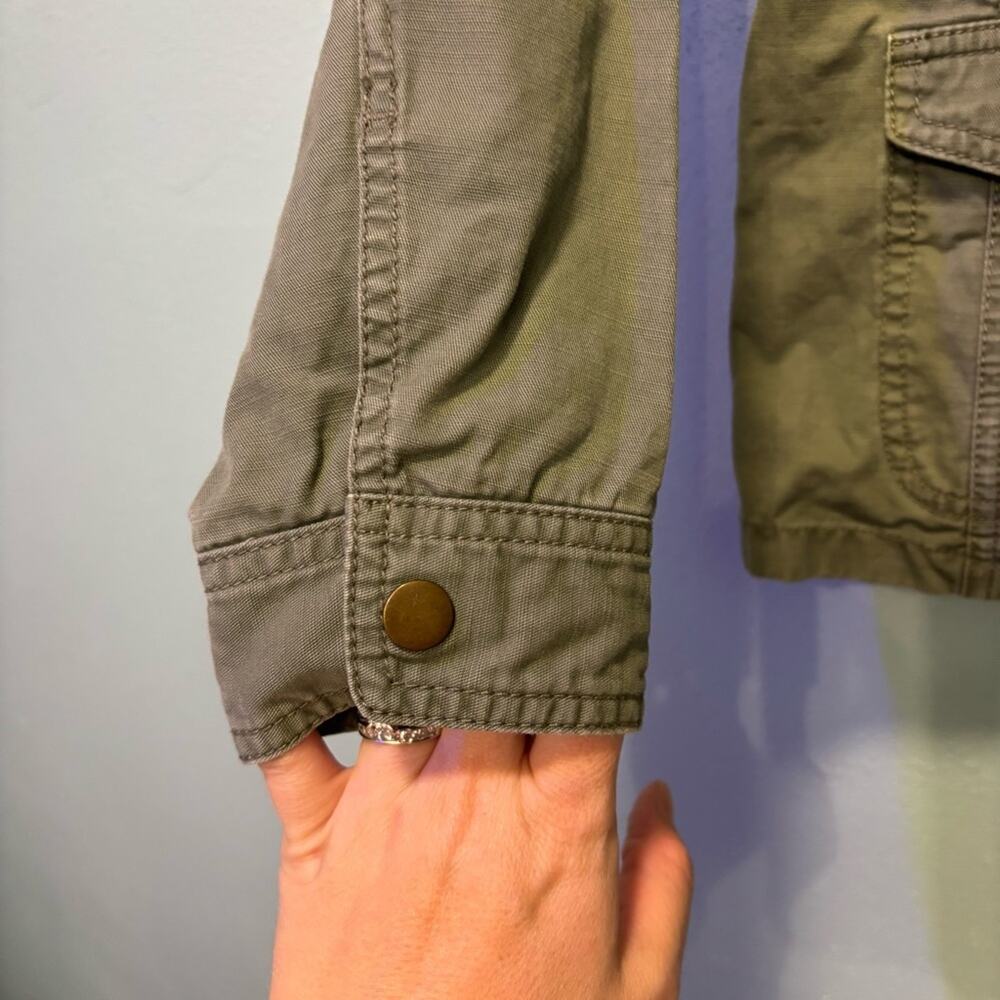 Talbots Petite Green Cinch Waist Utility Pockets Jacket Classic Design Size P - Picture 4 of 10